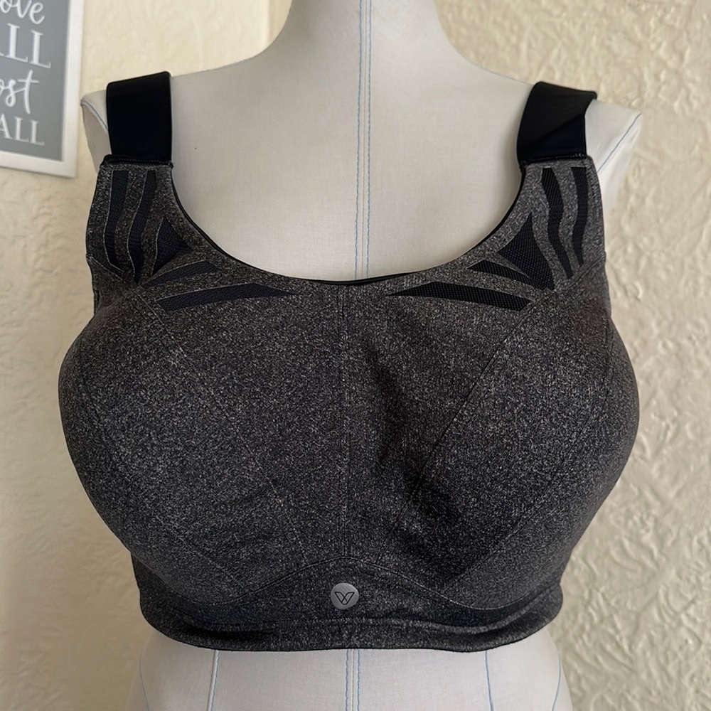 Livi Active Lane Bryant Plus Size Sports Bra Black Gray 40H Max Support Wicking - Picture 2 of 10